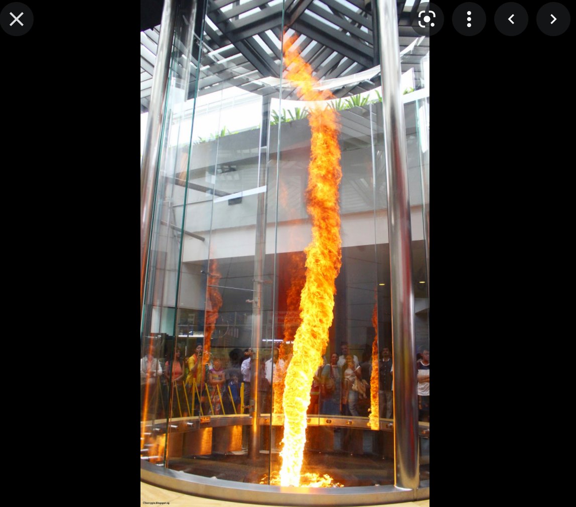 VortexEngine's tweet photo. Controlled tornadoes 🌪️- A new #Energy source to fix #Climate. Atmosphere is in metastable state bc heated by the sun.  Bottom heat and deflection alone produce the Singapore museum fire vortex. @KevinClimate   @ClimateOfGavin Thermodynamics basis here: 
https://t.co/jc3ibXRK0u… https://t.co/msutoOfCoN