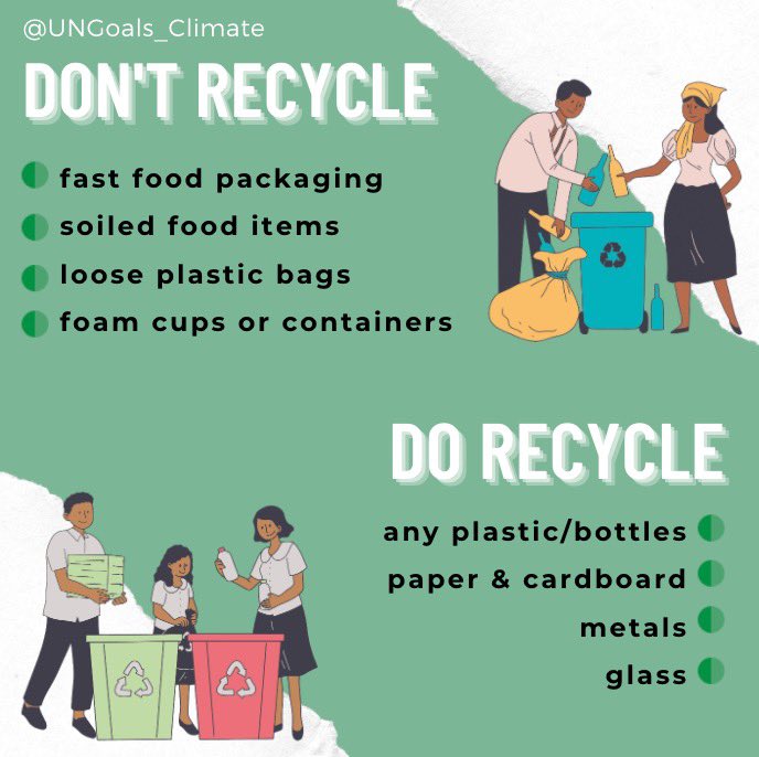 UNGoals_Climate's tweet photo. Here is what you should and should not recycle!! #globalgoals #globalgoalsproject #ClimateAction #ClimateCrisis #recycle https://t.co/slnjvCUAgr