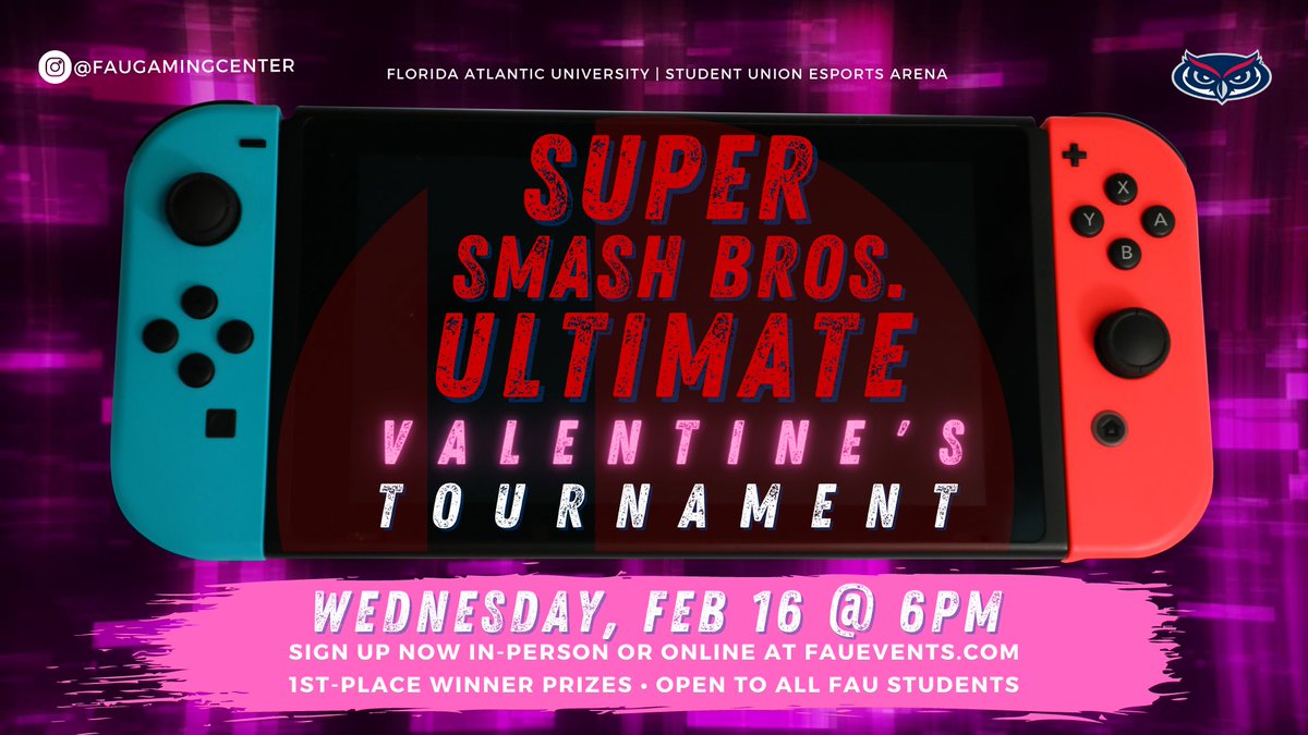 FAUStudentUnion's tweet photo. Will you be our #Valentine? 💕🥰💕
Meet us at the Student Union's Esports Arena for some Valentine’s-themed DUOS tournaments! 😍So grab your buddy, SO, or competitive rival for this event! Single riders will be partnered up for this attraction!
#FAU #gaming #ValentinesDay2022 https://t.co/tfSMqLjnwi