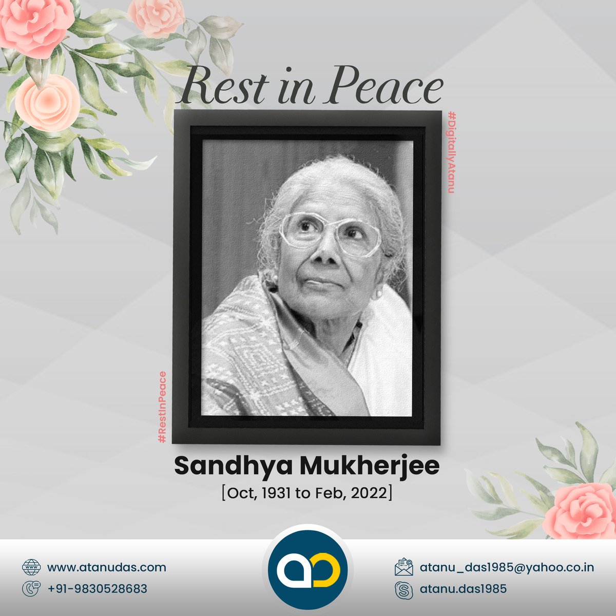 seoexpertatanu's tweet photo. 🙏 End of another GOLDEN ERA of MUSIC. #Kolkata deeply mourns the demise of such a legendary singer. Stars fall again in the world of music. Your divine voice will echo till eternity - Love, respect & prayers 🌹
.
#SandhyaMukherjee #RIP #Geetashree #MelodyQueenOfBengal #Music https://t.co/Hv7zQFyS5E