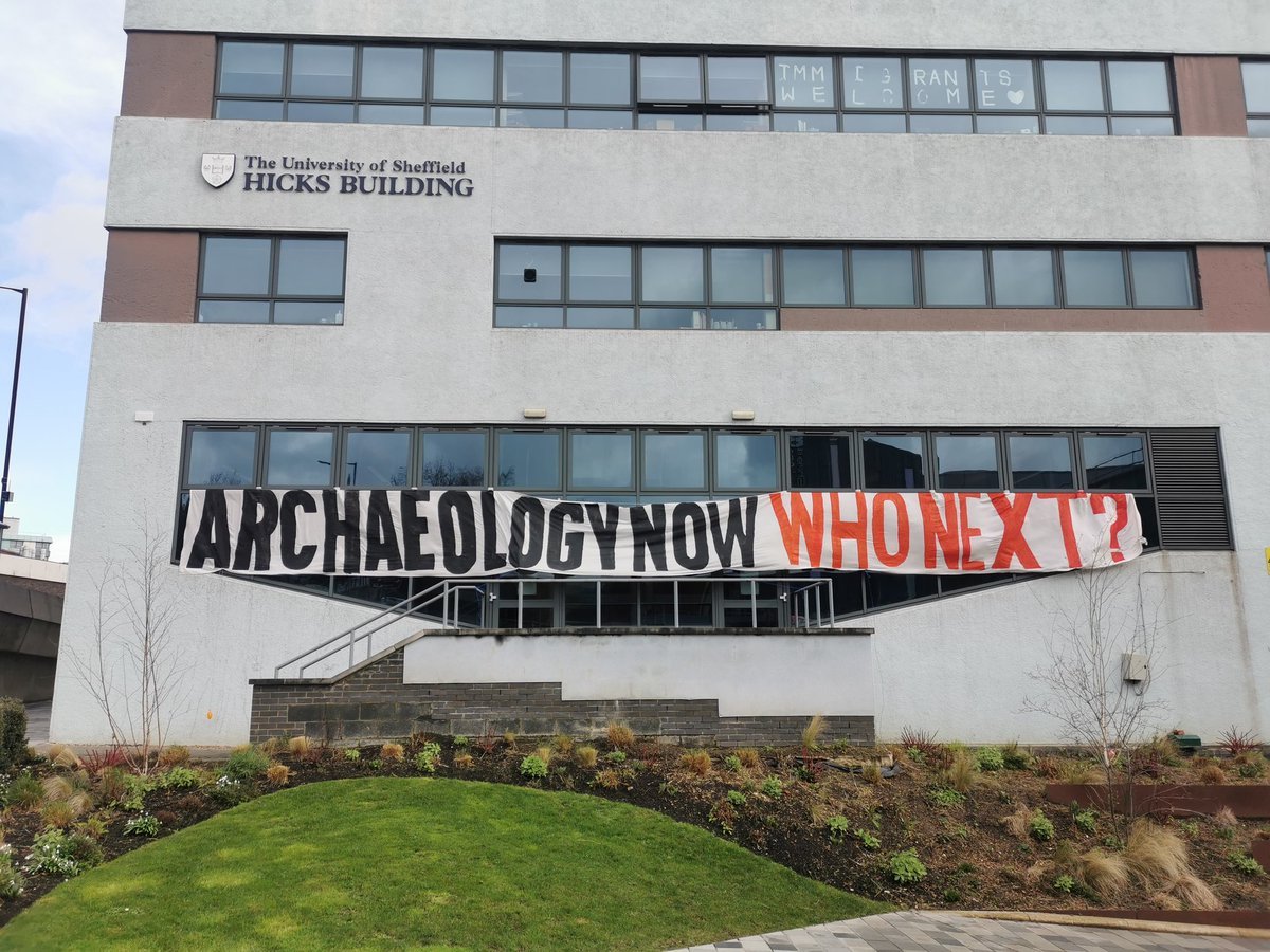 BrandistCraig's tweet photo. Students understand they are suffering from the same policies as staff &amp; are now occupying 2 buildings at UoS in #Solidarity with striking @sheffielducu staff. Celebrate: our students are critical thinkers not dumb consumers. #OneOfUsAllOfUs #SaveSheffieldArchaeology https://t.co/LaRckjEPpM