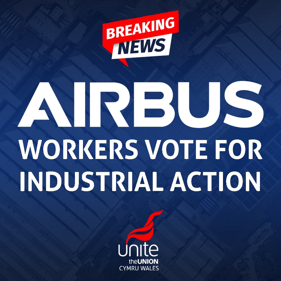 UniteWales (@unitewales) on Twitter photo BREAKING NEWS - <a href="/unitetheunion/">Unite the union: join a union</a> members at Airbus vote in favour of industrial action.
Following a recent ballot of our members at Airbus, workers have voted overwhelmingly in favour of taking industrial action in a dispute over pay.
Read more here: unitetheunion.org/news-events/ne… BREAKING NEWS - <a href="/unitetheunion/">Unite the union: join a union</a> members at Airbus vote in favour of industrial action.
Following a recent ballot of our members at Airbus, workers have voted overwhelmingly in favour of taking industrial action in a dispute over pay.
Read more here: unitetheunion.org/news-events/ne…