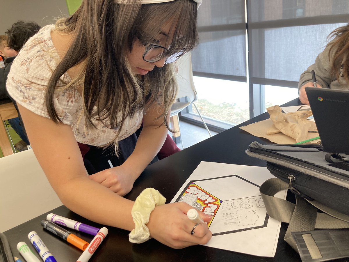 arahmiller's tweet image. Students are making a collaborative cube art mural. They each design a cube to display how they personally  impact the carbon cycle. We’ve got some sick artists. #CCMSscience #carboncycle #WeAreCC