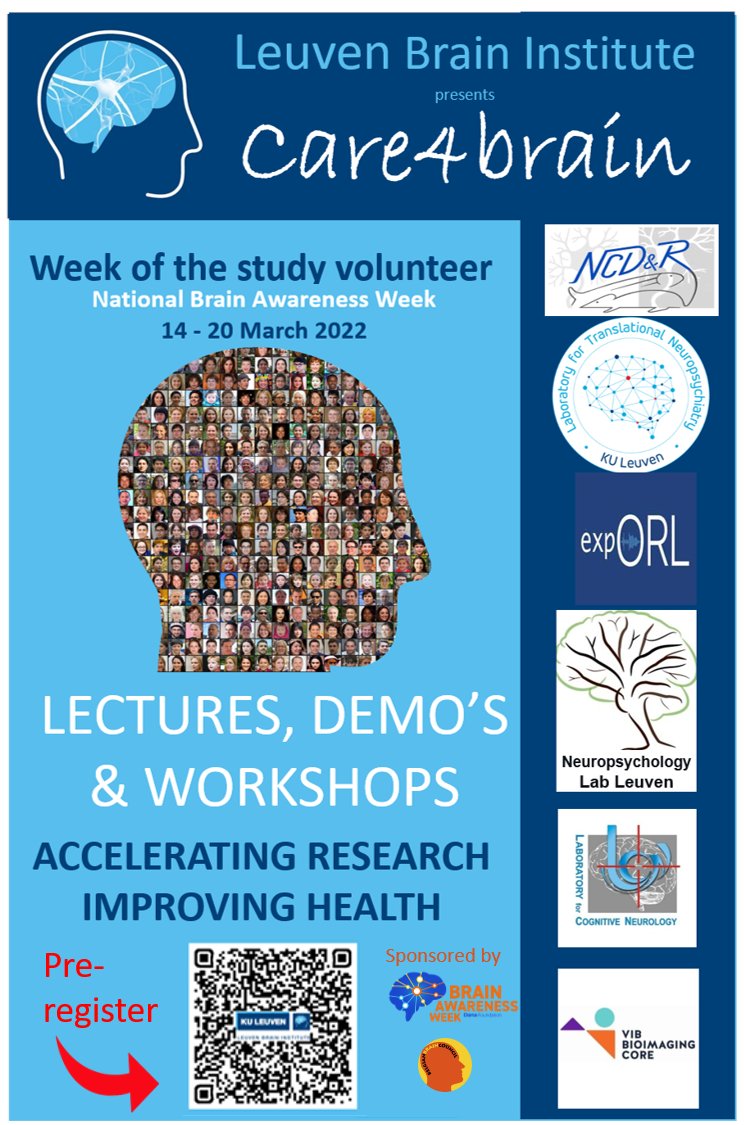 leuvenbrainins1's tweet photo. Getting ready for Brain Awareness Week 2022🧠
This year we will put the spotlight on our (healthy) volunteers who participate at our clinical and experimental studies at @KU_Leuven, @UZLeuven &amp; @UPCKULeuven 👏 
Curious? Want to participate? Please pre-register by scanning the QRC https://t.co/PaSzmsCX0q