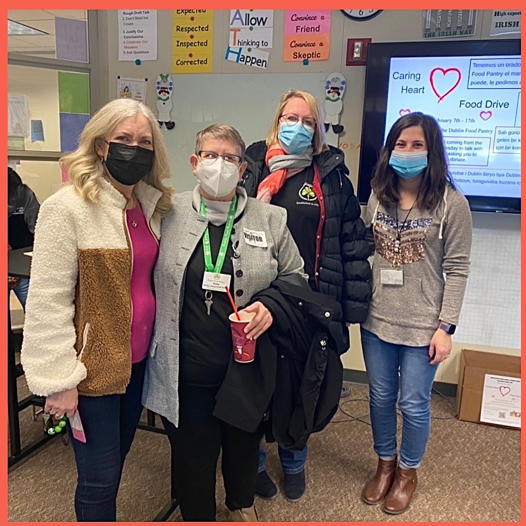 DublinPantry's tweet photo. Thank you to @dshsDCSD clubs, @Scioto_PTO  and Dublin Lions Club for the annual Caring Heart Food Drive and special thanks to @AFRitchart + @BLGamary for hosting DFP's Director Dinky, volunteers Jan + Patte. https://t.co/o5u1gYnTtF