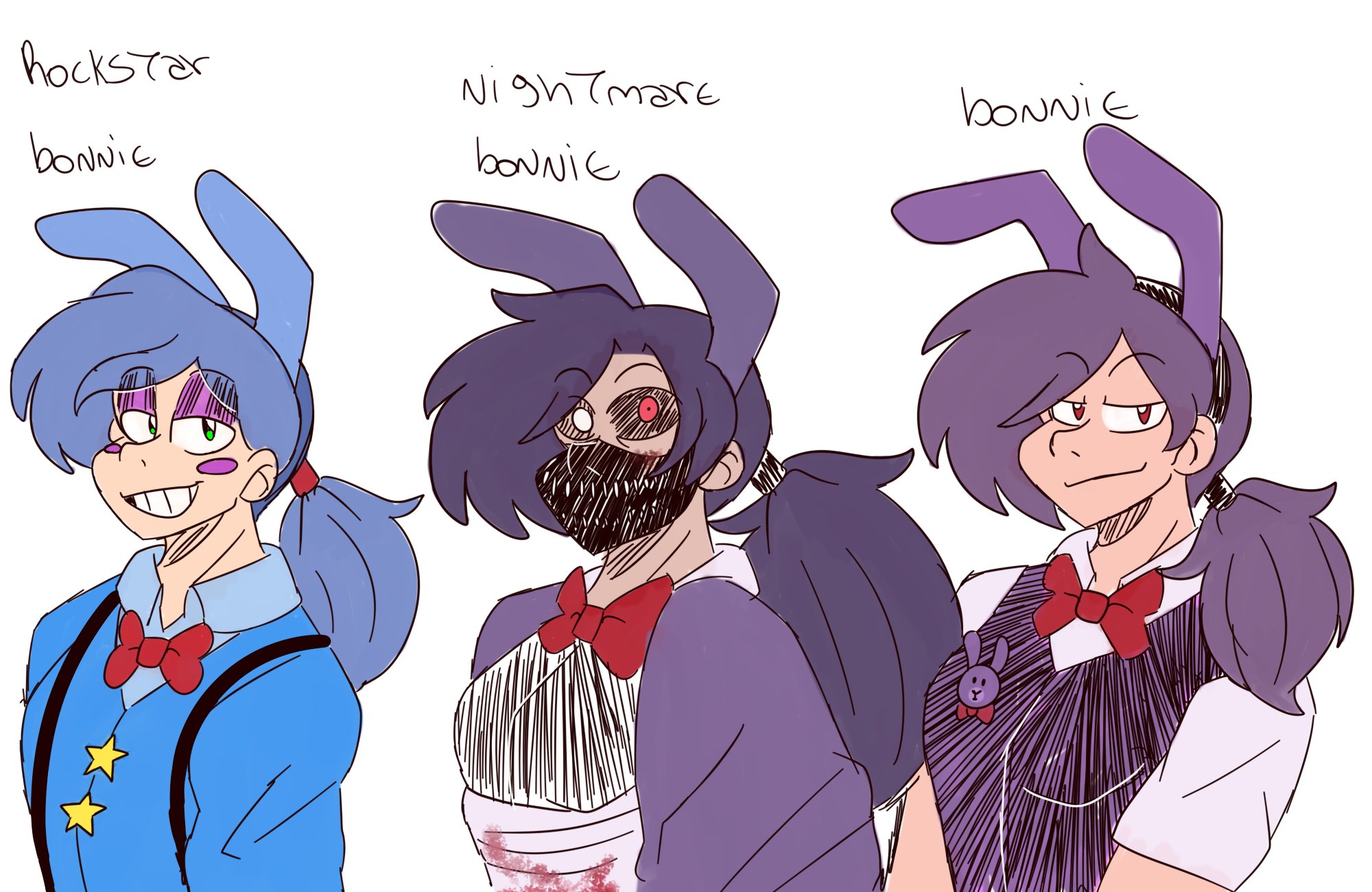 Nightlife ✨🧉 on X: doodles desing all bonnie in human. #fnaf #Bonnie   / X