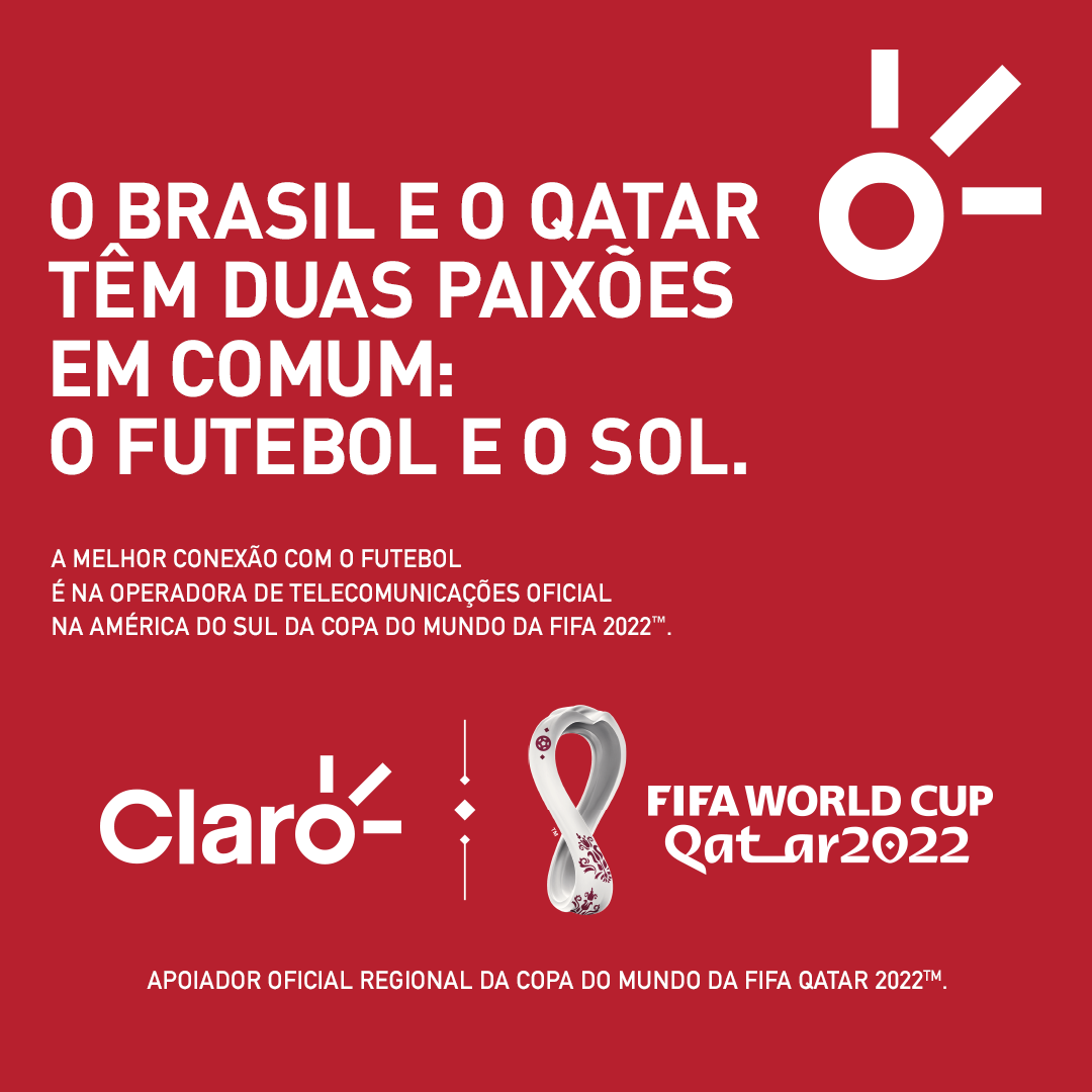Claro Brasil - O nosso sol brilha o ano inteiro e mundo afora. 🔆 E agora  no maior evento do futebol mundial. 🙌 ⚽ Somos a Operadora de  Telecomunicações Oficial na América