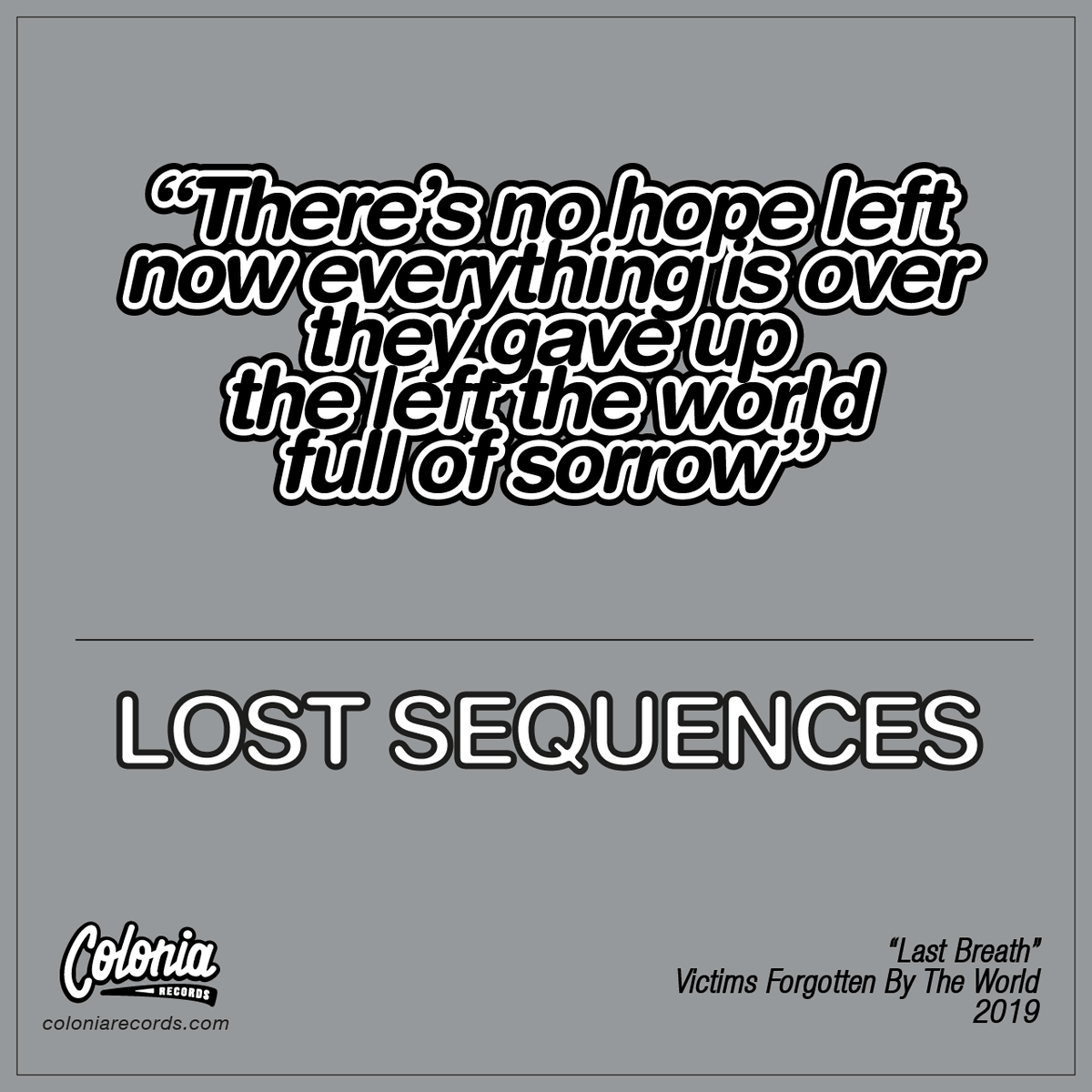 ¿Cuánto nos falta para el final, para dar ese último respiro? <a href="/LSequences/">Lost Sequences</a> 

#SomosColonia #SomosMúsicaColombiaParaElMundo