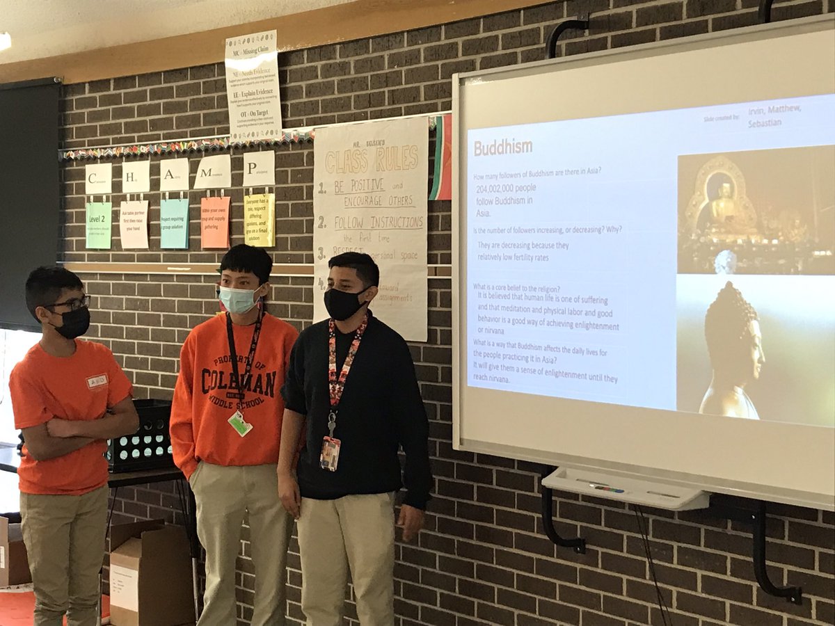 Really proud of my Student Teacher from <a href="/WichitaStateCAS/">WSU College of Applied Studies</a> for creating this lesson for our students! Kids dug deep, collaborated, practiced presentation skills, and took notes from the #Jigsaw Presentations that they could use to summarize religion’s role in Asia. @CMSPride