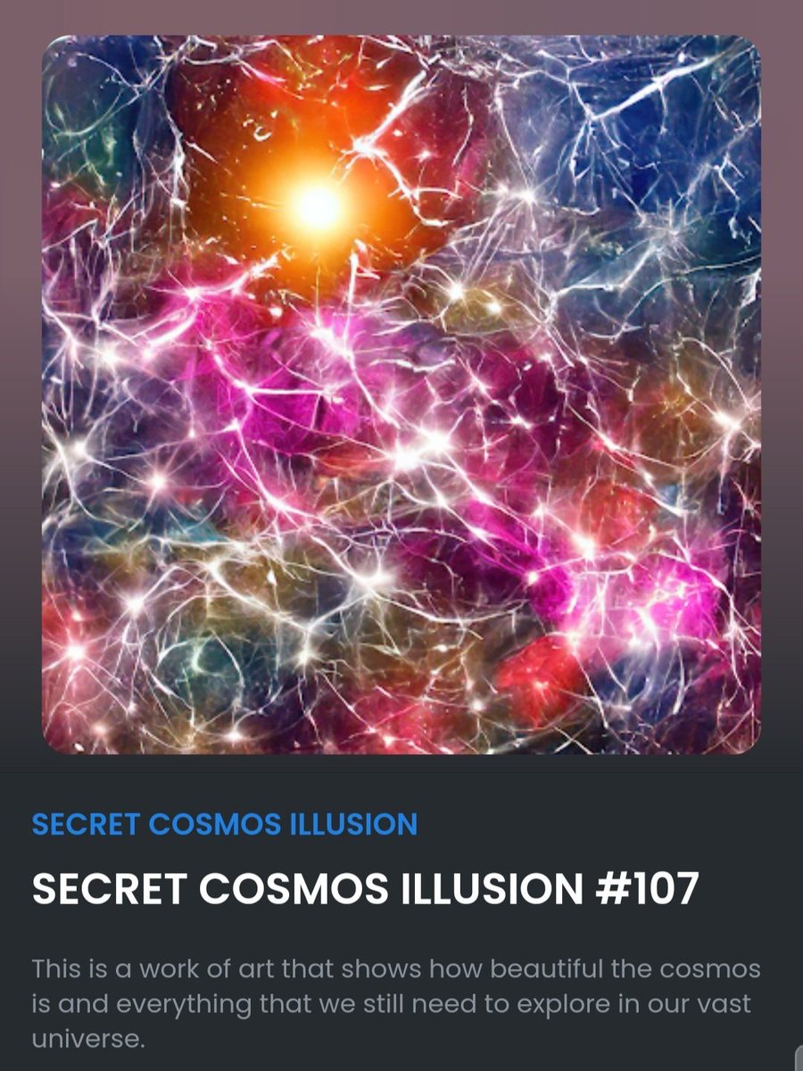 Jons21A's tweet photo. #Giveaway #NFT of collection SECRET COSMOS ILLUSION.

📍Rules
🛡Follow @Jons21A💎
🛡RT🔃
🛡Like💖

🥳winner in 48H! 💥 https://t.co/6YhWDFGfGH
