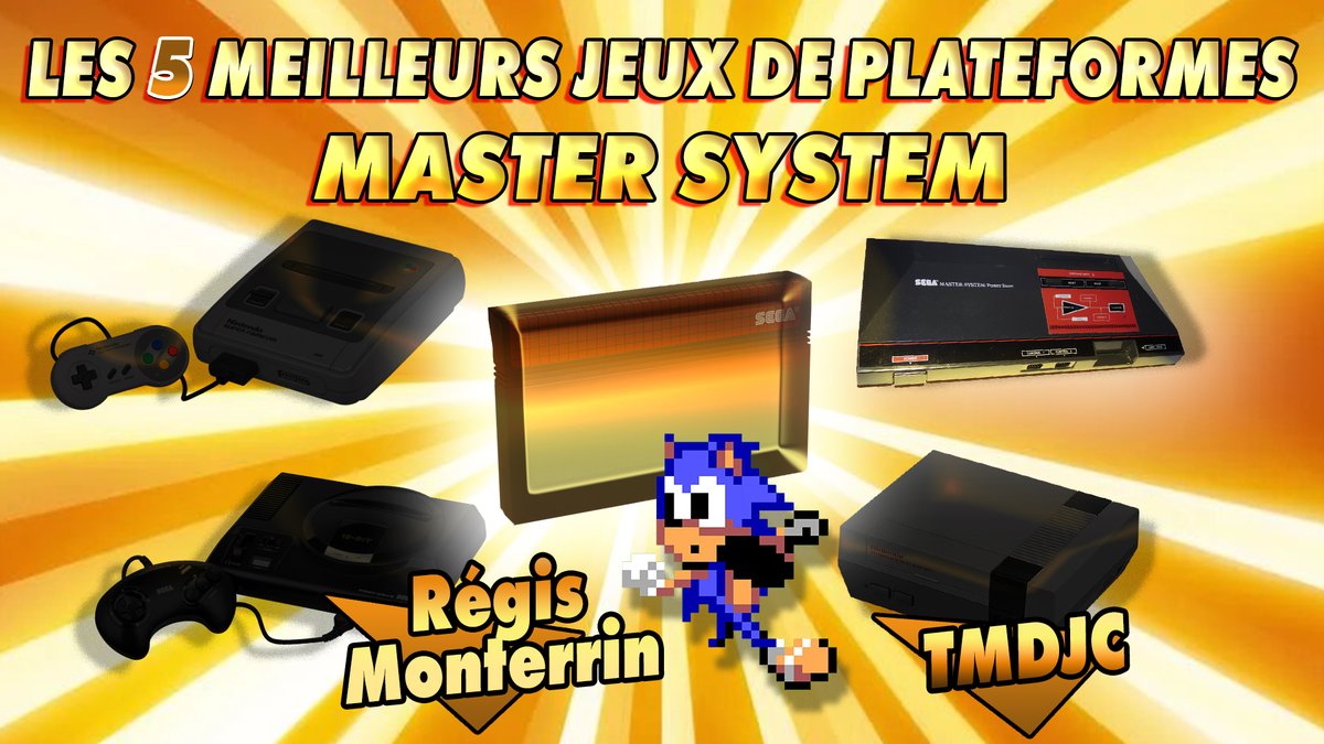 RetroBonheur's tweet photo. Lundi prochain, on va parler avec @Manga56 et @Tmdjc_ des meilleurs jeux de plateforme Master System. Mais avant d'en arriver là, quels sont les jeux que vous voulez voir nominés? 😊😎 https://t.co/Hy7hn3fRVJ