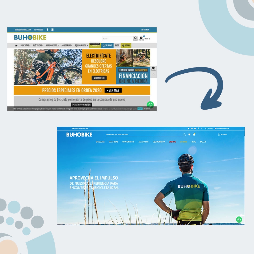 enigmoes's tweet photo. Ya estamos a mitad de semana😃 Hoy os
enseñamos otro proyecto muy especial. La nueva
tienda online de Buhobike, una tienda especialista en
bicicletas desde el 2006. 🚴‍♀️ ¿Qué os parece el cambio?
#buhobike #tiendaonline #nuevaimagen #rediseño
#diseñoweb #desarrolloweb #ecommerce https://t.co/zY1yN6Ozpj