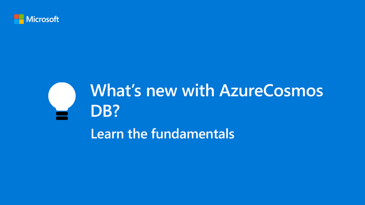 AzureDevOps's tweet photo. What’s New With @AzureCosmosDB?
This post and the latest episode of #AzureFunBytes you'll get the latest on Azure Cosmos DB and how it has support for its own native SQL API as well as other open-source APIs.
📖 https://t.co/5vr6PhlLuO https://t.co/qLicPrRt5P