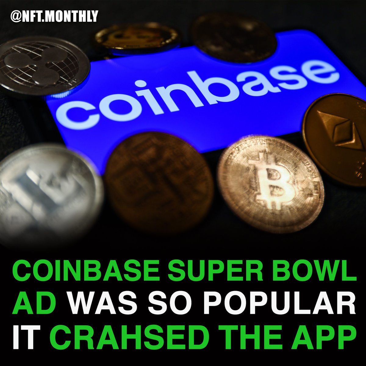 NFT_monthly's tweet photo. Coinbase made a great AD during the Super Bowl - and it was a great success, that the app crashed following the broadcast! The clever QR code ad - "Less talk, more Bitcoin."
#nft #nfts #nftdrop #nftcollection #nftcollectibles #nftmusic #nftphotography #nftart #coinbase #SuperBowl https://t.co/1Oj2jp5MmJ