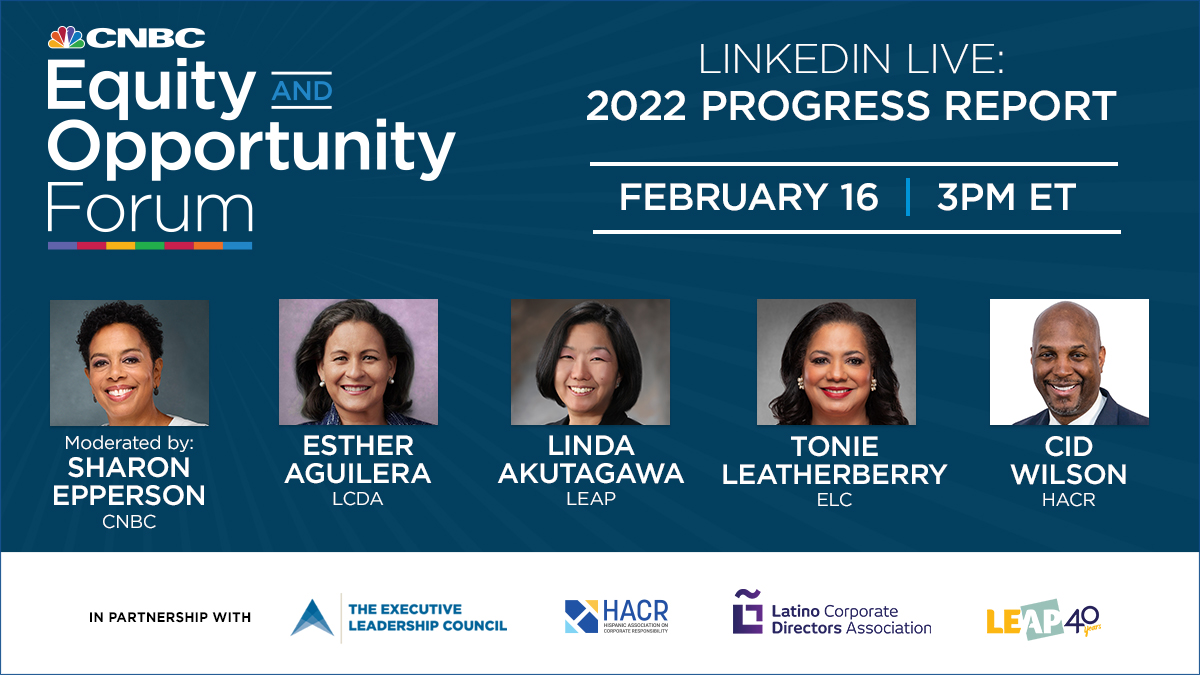 sharon_epperson's tweet photo. HAPPENING TOMORROW: Join me on FEB. 16 at 3pm ET for an important discussion about "Equity &amp; Opportunity: Making Meaningful Change - 2022 Progress Report." Register now: https://t.co/ushDfECQ3H
#LinkedIn #Live @cnbc @cnbcevents https://t.co/zmnA8PGBQ8