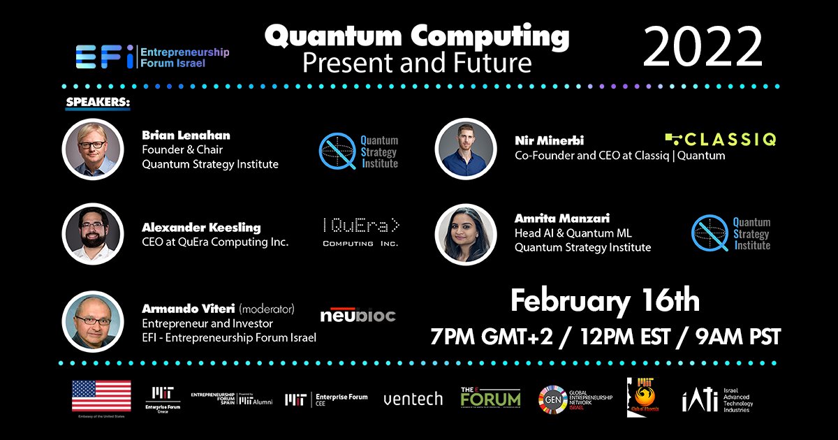 How can your company prepare for quantum computing? Our Founder and Chair Brian Lenahan and our Head of AI and Quantum Machine Learning Amrita Manzari will be discussing the future of quantum technologies in this seminar. Register at tinyurl.com/yc44uujb