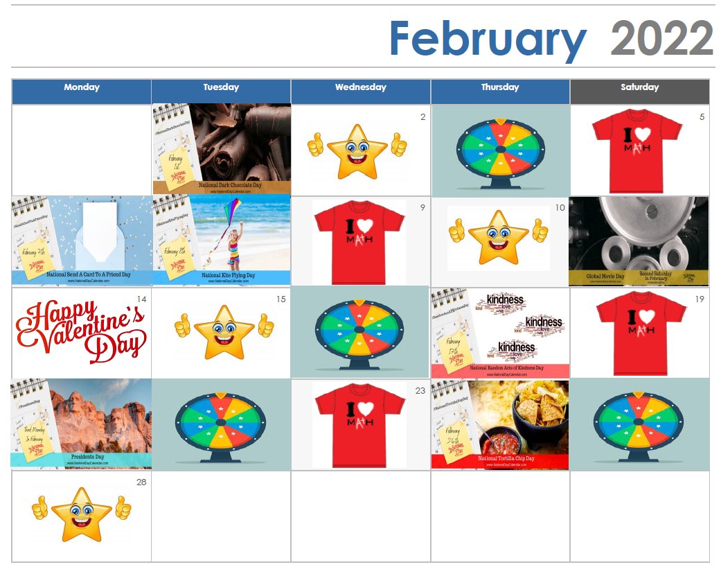 mathofconverse's tweet photo. Check out all of the cool things happening in February here at Mathnasium of Converse by clicking this link: https://t.co/Yh9dnpyorx https://t.co/kVOMZT59RC