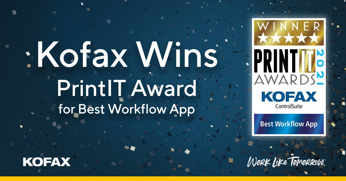 TungstenAI's tweet photo. We're proud to have won Best Workflow App for Kofax #ControlSuite at the 2021 #PrintITAwards presented by @PrintITReseller. https://t.co/fGskSWdw9R https://t.co/6S4NW3ihYf