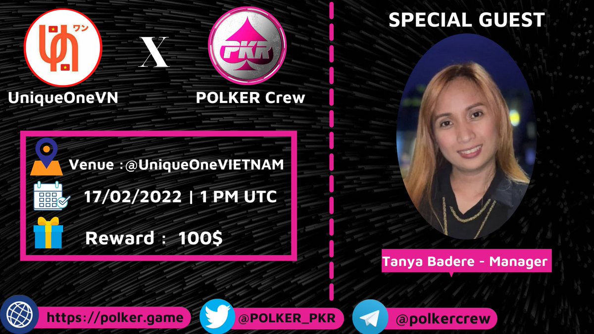 UniqueOneAMA's tweet photo. ✅We're pleased to announce our next #AMA with  POLKER Crew

Venue : https://t.co/2j8sWTcUZg

🗓Date : 17/02/2022
⏱Time : 1 PM UTC | 20:00 GMT +7

Follow Twitter:
@UniqueVietNams
@POLKER_PKR

Like, Retweet, Ask a question and Tag 2 friends. up to 3 questions https://t.co/Ym0s5UG7ZS