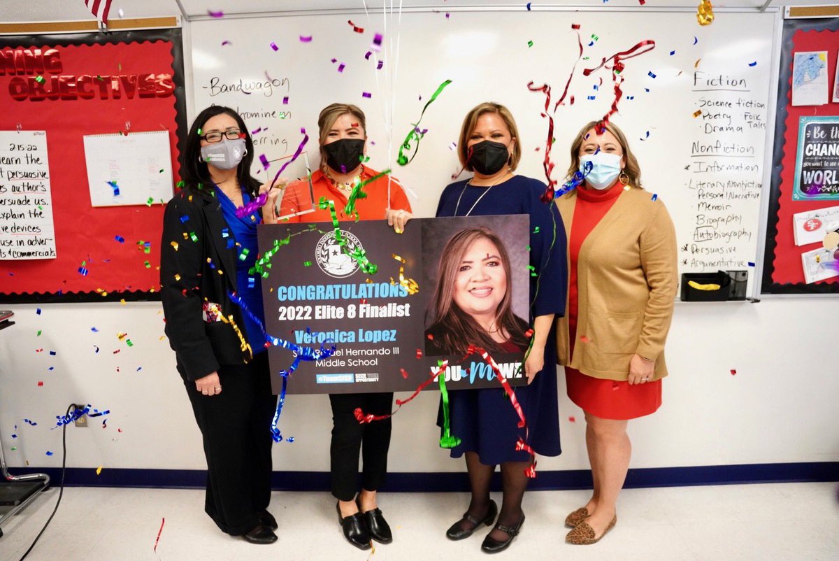 #TeamSISD is proud to celebrate our incredible 2022 Teachers of the Year and announce our Elite 8 finalists! Our third Elite 8 finalist is Veronica Lopez from @Hernando_MS!
