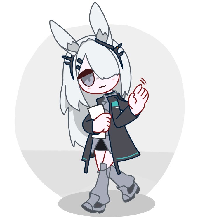1girl solo animal ears two-tone background rabbit ears grey eyes holding  illustration images