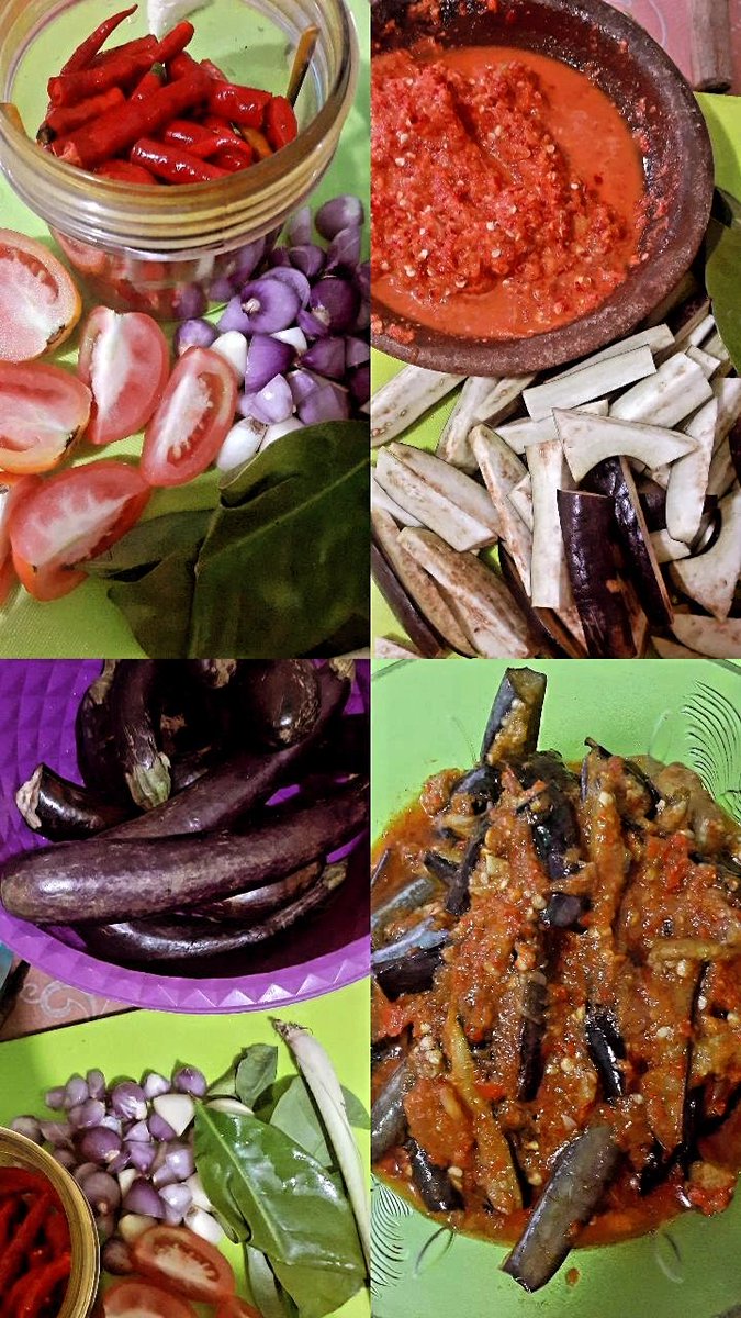 khmaya_a's tweet photo. Nak masak masak terong balado

Bahan :
Terong ukuran sedang 10 buah

Bumbu halus :
Cabai merah keriting 20 buah
Cabai rawit 3 buah
Bawang merah 8 buah
Bawang putih 4 buah
Tomat 1 buah 

Pelengkap :
Daun salam 2 lmbr
Serai 
Daun jeruk
 #terongbalado #masak #masakrumahan #resep https://t.co/saS1HVwHkA