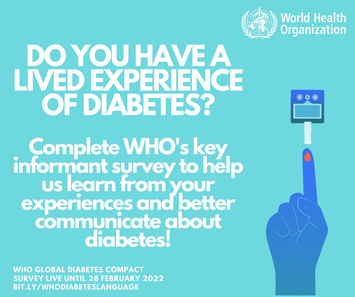 georgeinstitute's tweet photo. Learning from people living with #diabetes is crucial to the global response to tackle it. 

@WHO is conducting a survey &amp; inviting people with diabetes to participate so that their lived experience can guide decision-making. 

Pls share with networks:📢🙌
https://t.co/LzJWbVWCCP https://t.co/TVRU23JR5C
