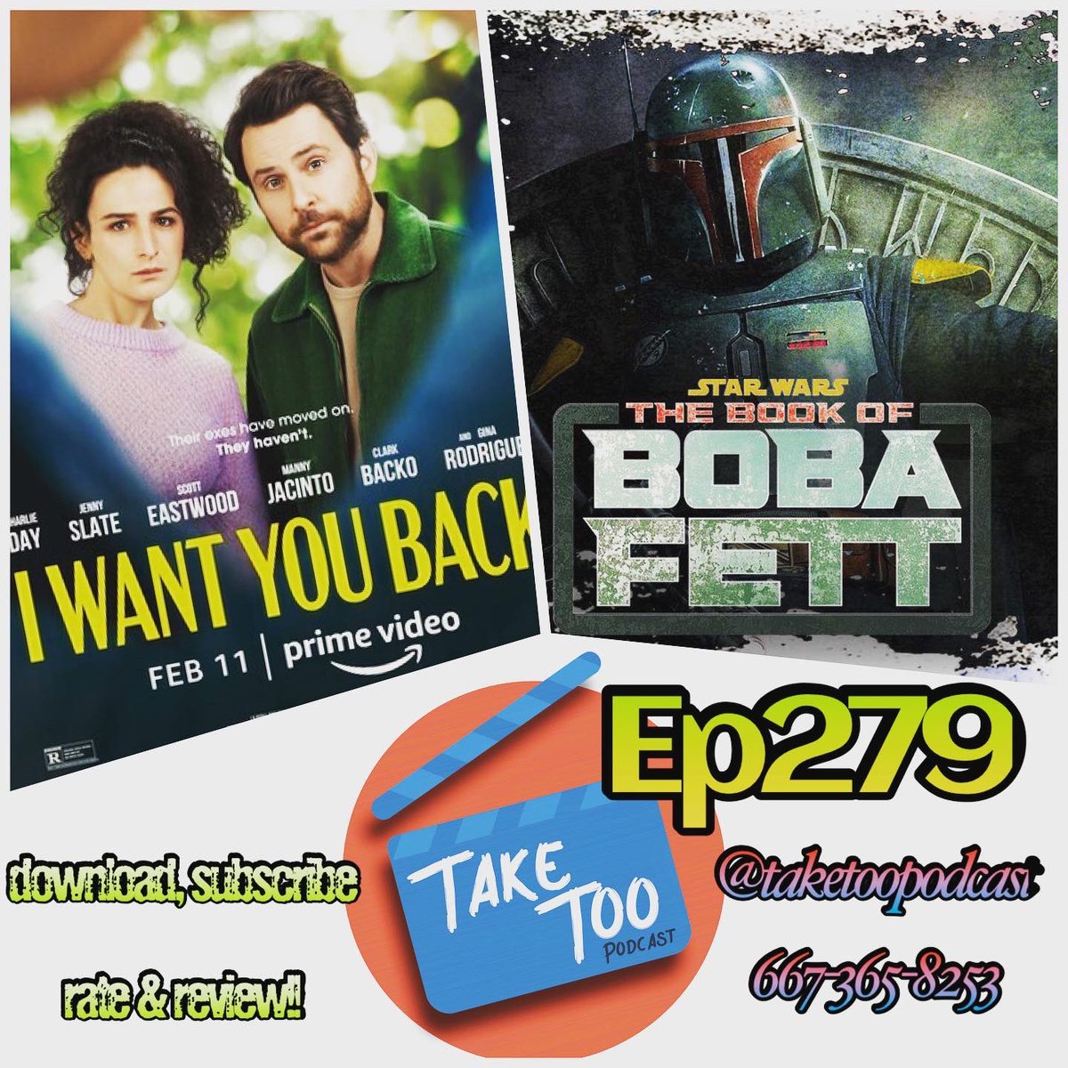 Ep279
listen: linktr.ee/TakeTooPodcast

Special Guest: @JonStoddard14

Reviews: #MarryMe, #IWantYouBack & #thebookofbobafett

An epic rant during the #Oscar Noms segment.
#Hollywood News, #BoxOffice, #DC, #Marvel & more!

#podcast #podernfamily #trending
#ratings #review #retweet