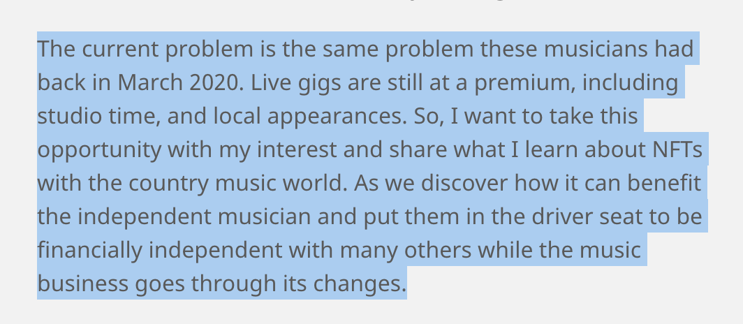 This time last year I realized independent musicians needed to be in control of their own destiny, not record labels. #music #digitalcurrency #nft #countrymusic #independentartist
#share #musicbusiness

bandwagontv.com/f/discovery-of…