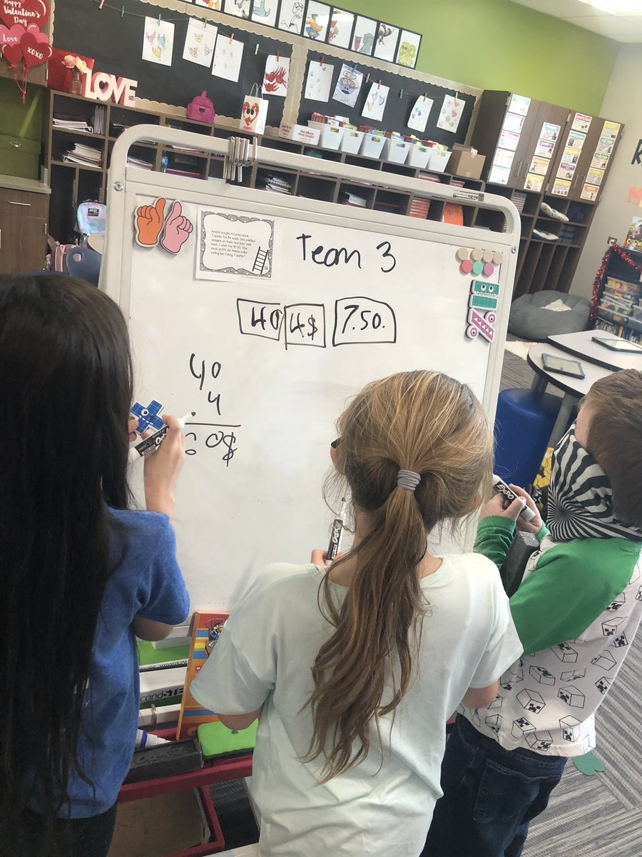 HigginsSMSD's tweet photo. Loved this idea I got from @Angela_Watson podcast that we tried out today. Multi step word problems solved as a team- teamwork, grit, and all four operations used! @LHLionsSMSD https://t.co/AssxxwnAO9