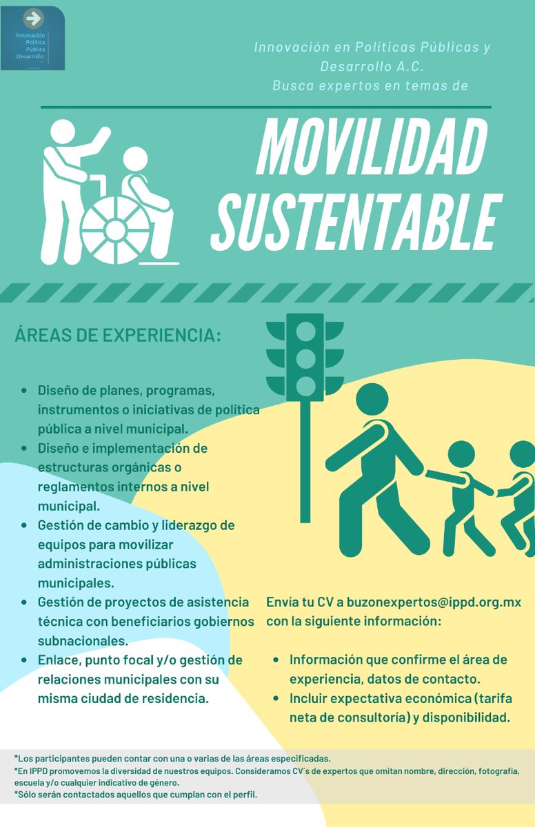 IPPDac's tweet image. Todavía buscamos expertos para un proyecto de políticas públicas y gobiernos municipales en el tema de movilidad sustentable.
Envía tú CV a el correo: buzonexpertos@ippd.org.mx
