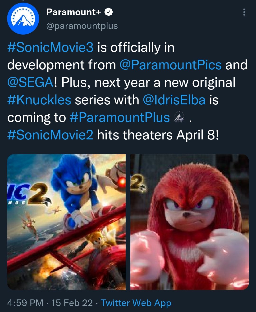 Austin Ahern 😃 on X: Sonic Movie 3 is now in development, 2