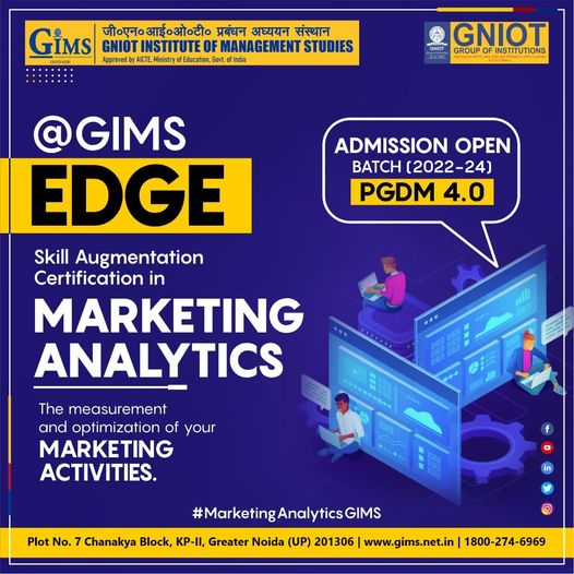 GNIOTCollege's tweet photo. GNIOT Institute of Management Studies (GIMS), Greater Noida believes in providing this EDGE to its Millennials by upskilling them in Marketing Analytics through the Skill Augmentation Certification(SAC) in Marketing Analytics. #GIMS #GNIOT #GIMSNoida #gimspgdm #GIMSGreaterNoida https://t.co/gFPexe7Jhe