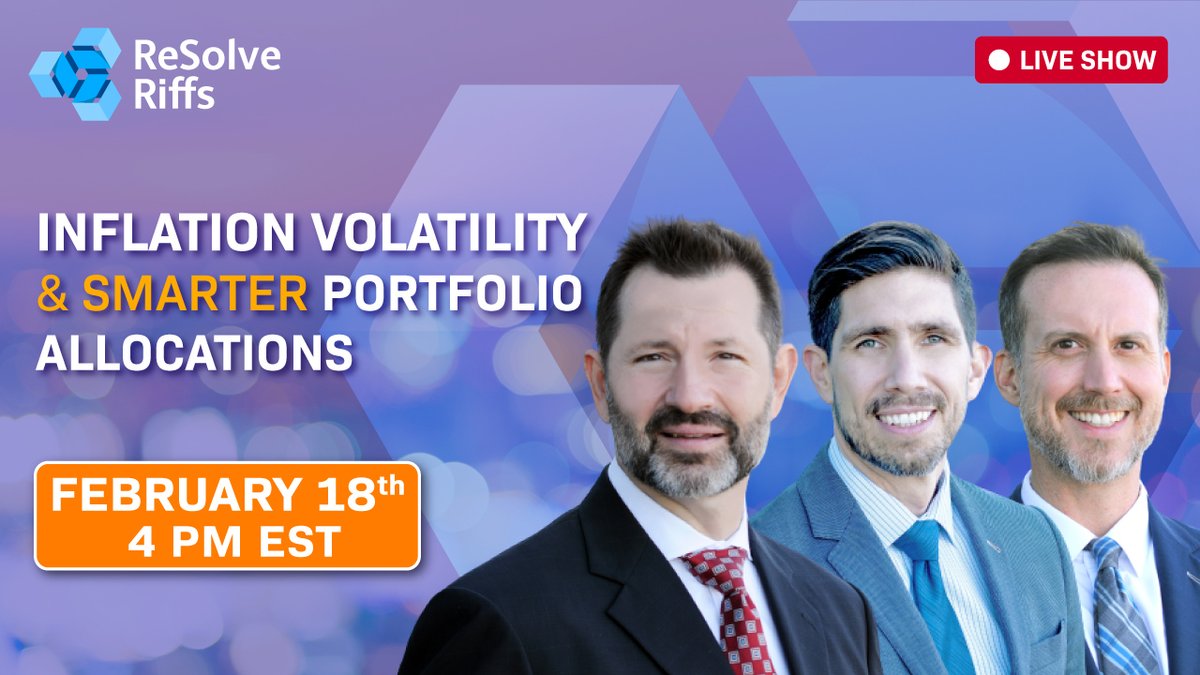 InvestReSolve's tweet image. 📢 )))
This week RESOLVE CREW RIFFS 

on #Inflation #Volatility and Smarter #PortfolioAllocations

Set your reminders on YouTube &amp;amp; join @MikePhilbrick99, @RodGordilloP, and @GestaltU live! 

👉 okt.to/8pFHPd