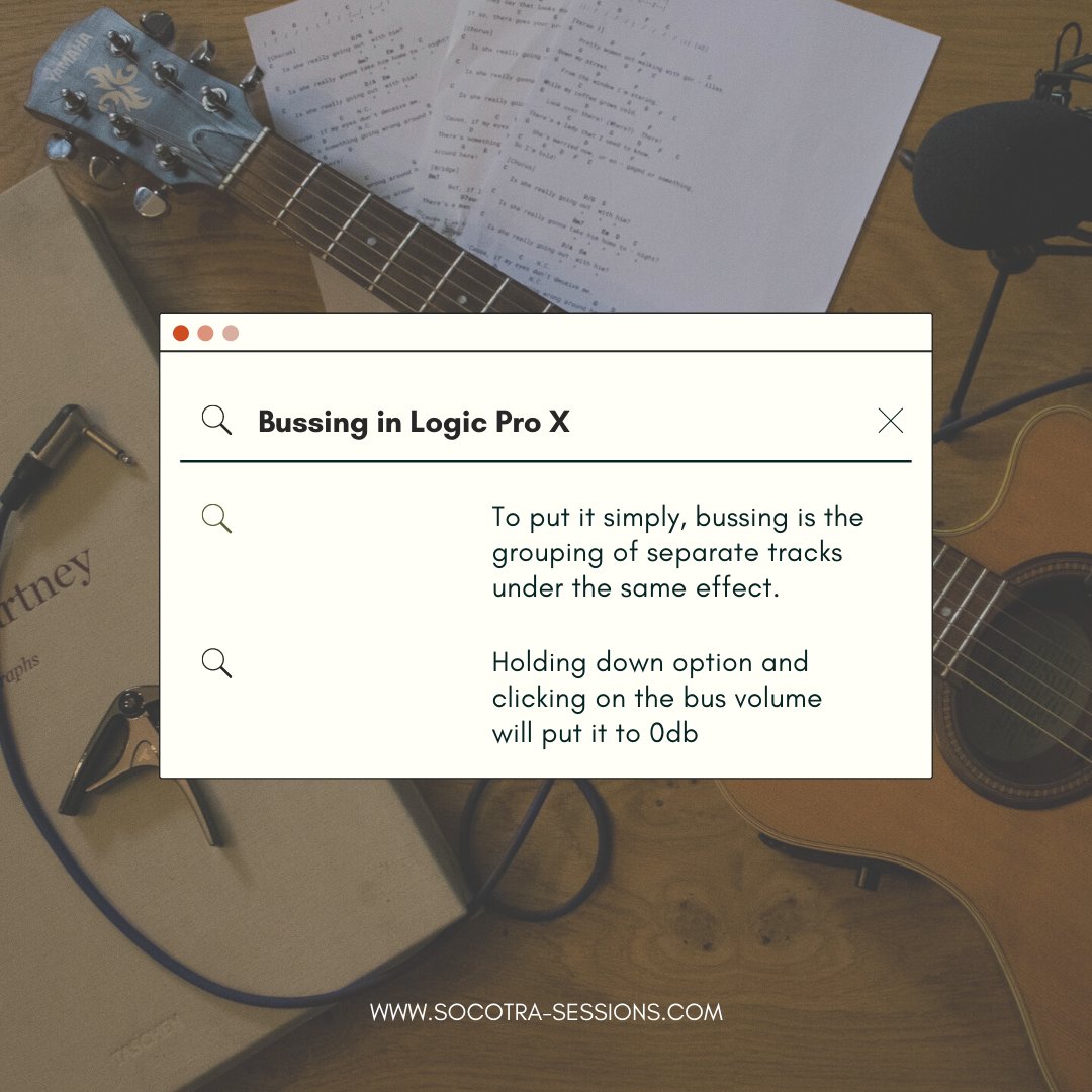 socotrasessions's tweet photo. 🎧 Bussing in Logic Pro X is the grouping of separate tracks under the same channel and effects e.g. a reverb bus. 🎧

Check the link below to find out more! 

https://t.co/agMEPWQrS6

- - - - 

#musicproducer #music #producer #musician #beats https://t.co/Cha4Infk0r