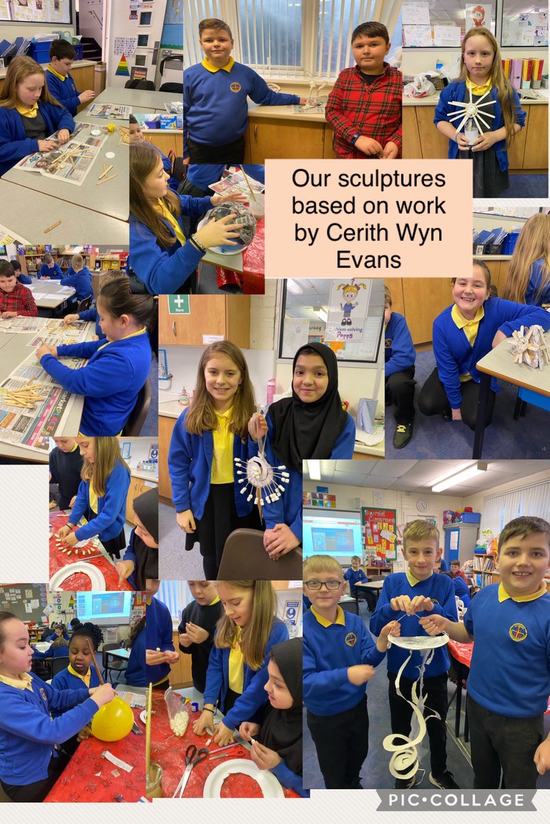 All_SaintsPri's tweet photo. #Blwyddn4 enjoyed expressing their creative side today collaborating on sculptures in the style of the Welsh sculptor Cerith Wyn Evans. We also wrote our own “tweets” about his work. # creativity #collaboration #welshdimension https://t.co/EtEtQiteKt