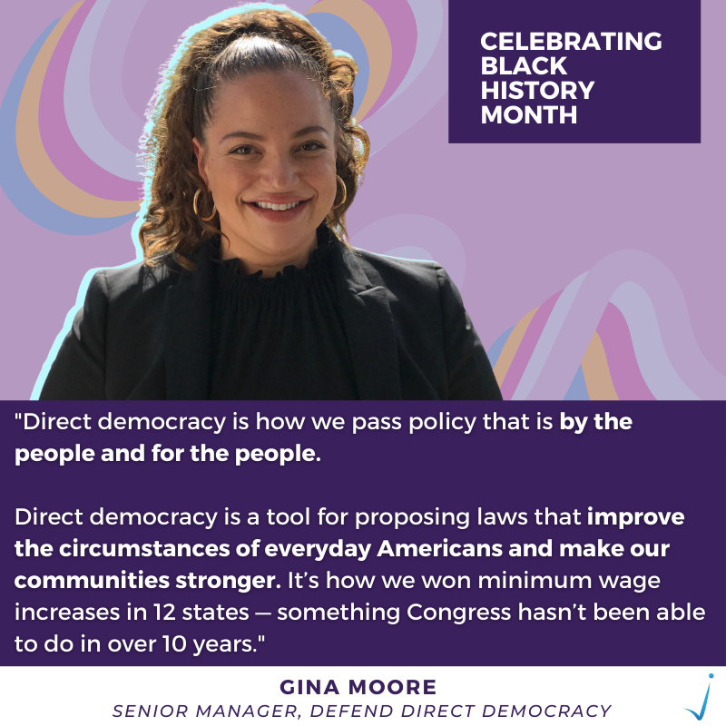 BallotStrategy's tweet image. Today’s #BlackHistoryMonth feature goes out to Gina Moore — BISC’s Senior Manager for our #DefendDirectDemocracy campaign.

Gina is passionate about direct democracy because it’s “how we pass policy that is by the people and for the people.”