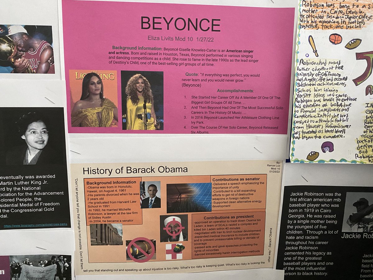 8th grade SS celebrating #BlackHistoryMonth  by creating AVID one pagers recognizing accomplishments of historical and contemporary Black Americans! <a href="/TeamRidgely/">RidgelyMS</a> <a href="/BarishSeth/">Dr. Seth Barish</a> <a href="/Kim_Magginson/">Kim Magginson</a> <a href="/Mattrosati1/">Matthew Rosati</a> @CoachPopielski