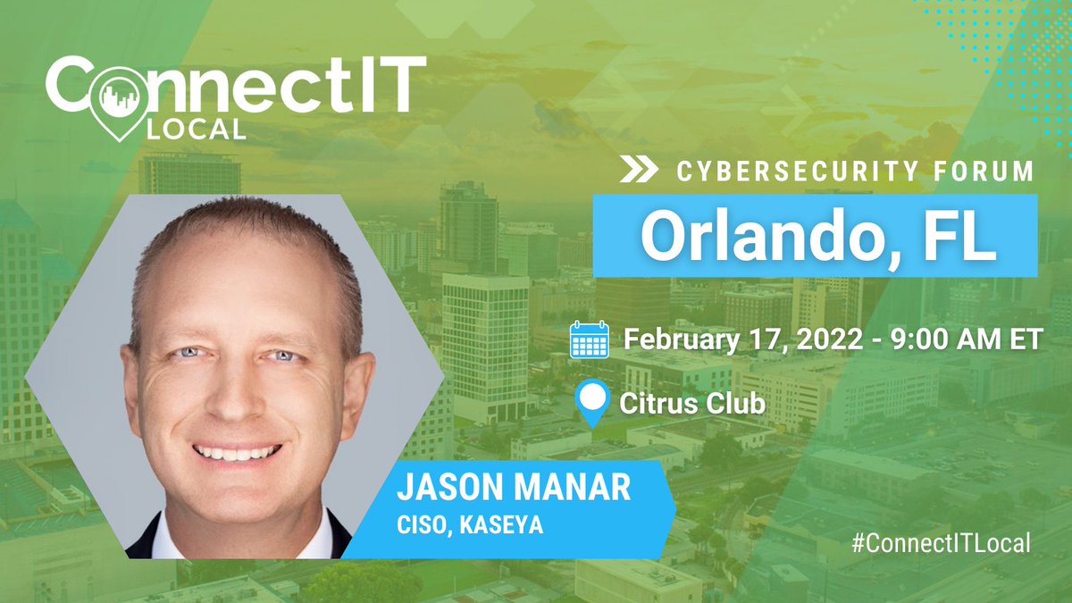 rocketcyber's tweet image. The next #ConnectITLocal is almost here! If you are near Orlando, FL, join us for a Cybersecurity Forum that will bring you to the very forefront of the cybersecurity landscape! Learn more &amp;amp; find a city near you: bit.ly/3jayFKi #ConnectIT22