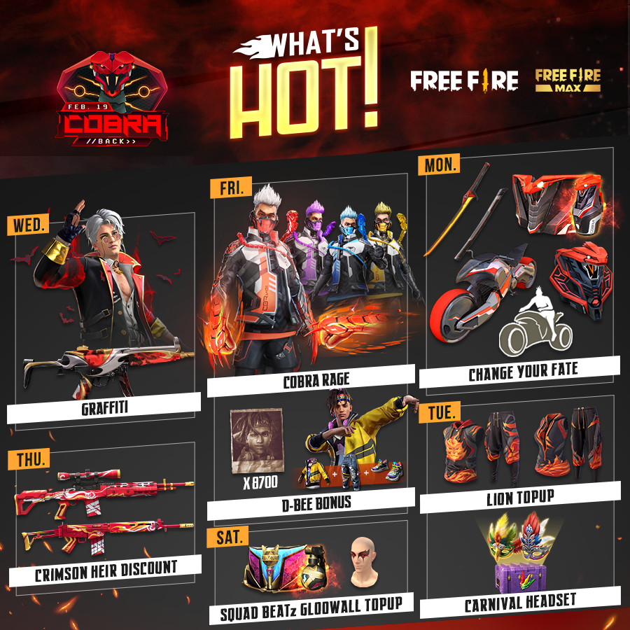 Garena Free Fire North America on X: 🔥📕WEEKLY SCHEDULE TIME📕🔥 What's  🔥 in #FreeFire this week: New emotes arrive through the Hacker Store and  Emote Topup, the Underworld Wrecker and Liberty Superjock