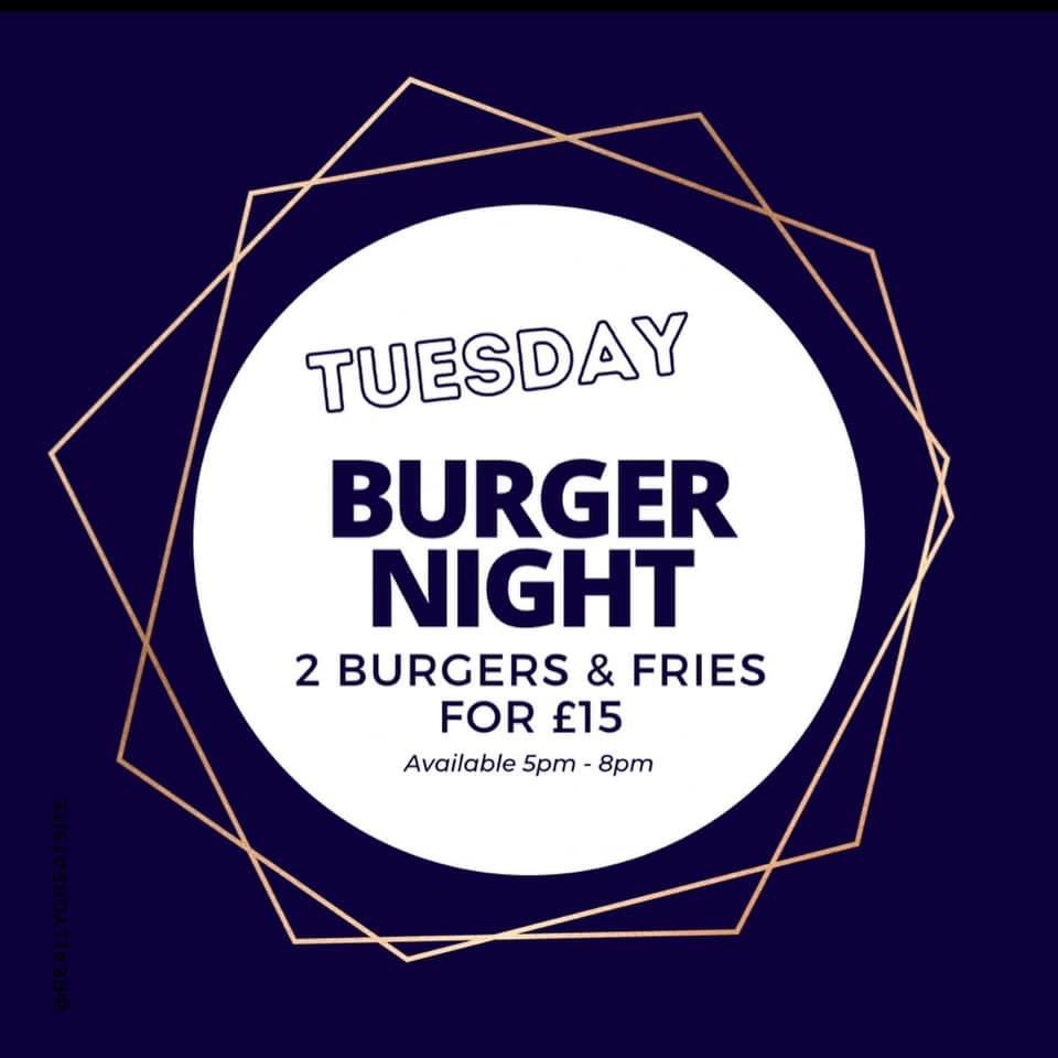 Champions League tonight 8pm ⚽️

Get in early and take advantage of our Tuesday deal…2 burgers and fries for £15 🍔

#thegarsdale
#localpub
#burypub
#supportlocal
#mealdeal
