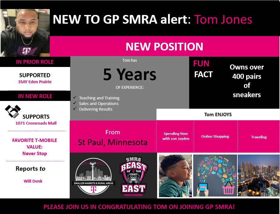 Welcome to SMRA Tom! We are excited to have you lead our Crossroads Mall team in St Cloud, MN! @tombeingjones23 @JohnLoughren @pedrobyers1