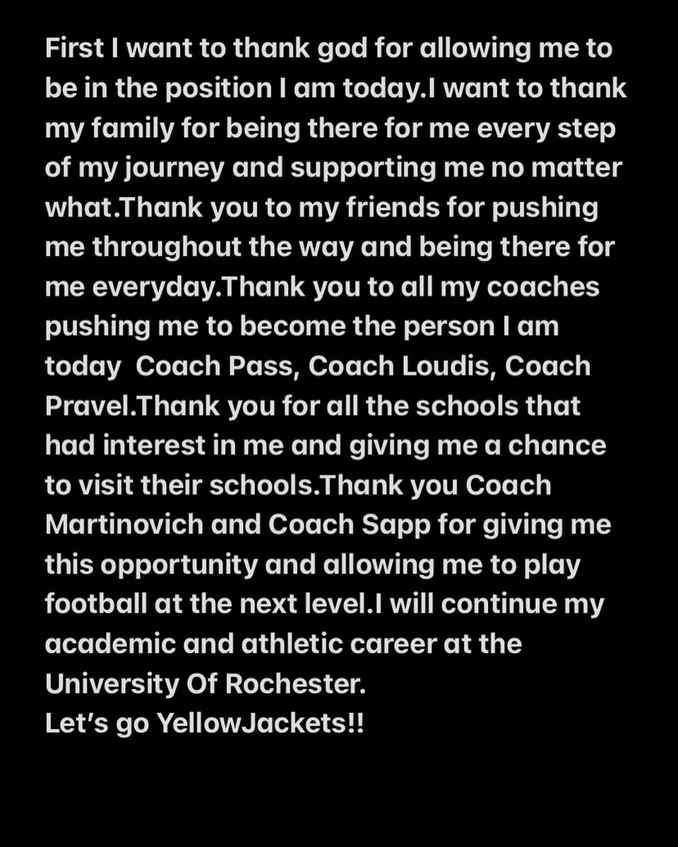 100%Committed🖤🖤<a href="/ChadMartinovich/">Chad Martinovich</a> <a href="/CoachSapp14/">Chris Sapp</a> <a href="/UofRFootball/">Rochester Football</a>
