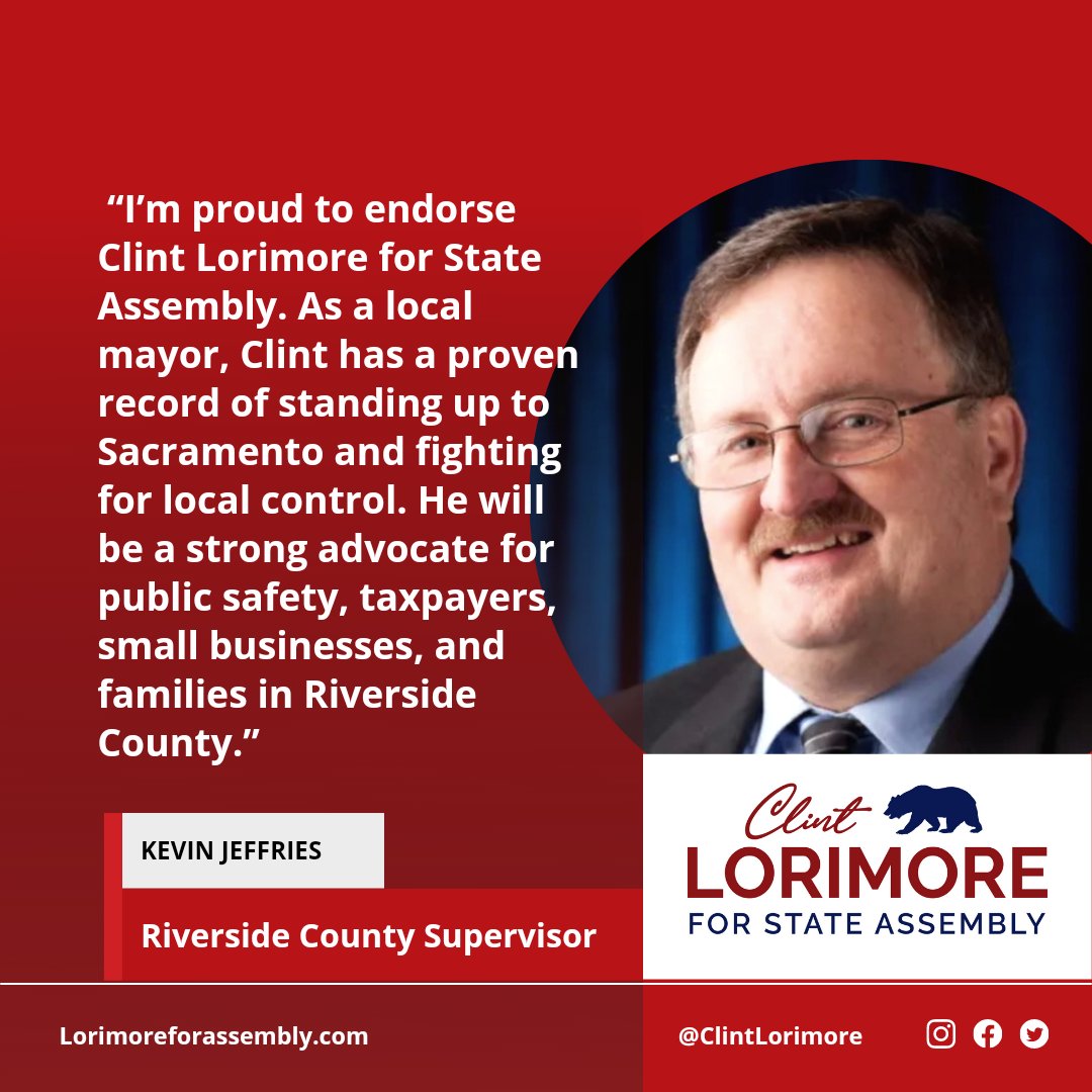 Thank you <a href="/SupJeffries/">Kevin Jeffries</a> for the support!

Learn more about the campaign at lorimoreforassembly.com 

#CanyonLake #Menifee #Riverside #AD63 #RiversideCounty #TemescalValley #Eastvale #Norco #Corona #LakeElsinore
#LorimoreForAssembly