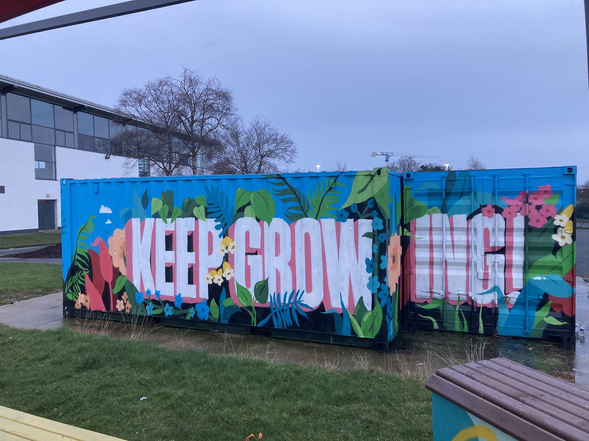 Colaistebride's tweet photo. We are thrilled with our mural by @fatcap that will form the backdrop to our outdoor classroom forest that will be planted by #Steppingstoneforest &amp; @TYColaisteBride.#keepgrowing is the perfect statement for what we promote for our students and for their outdoor learning spaces🌳 https://t.co/KKjcExn26d