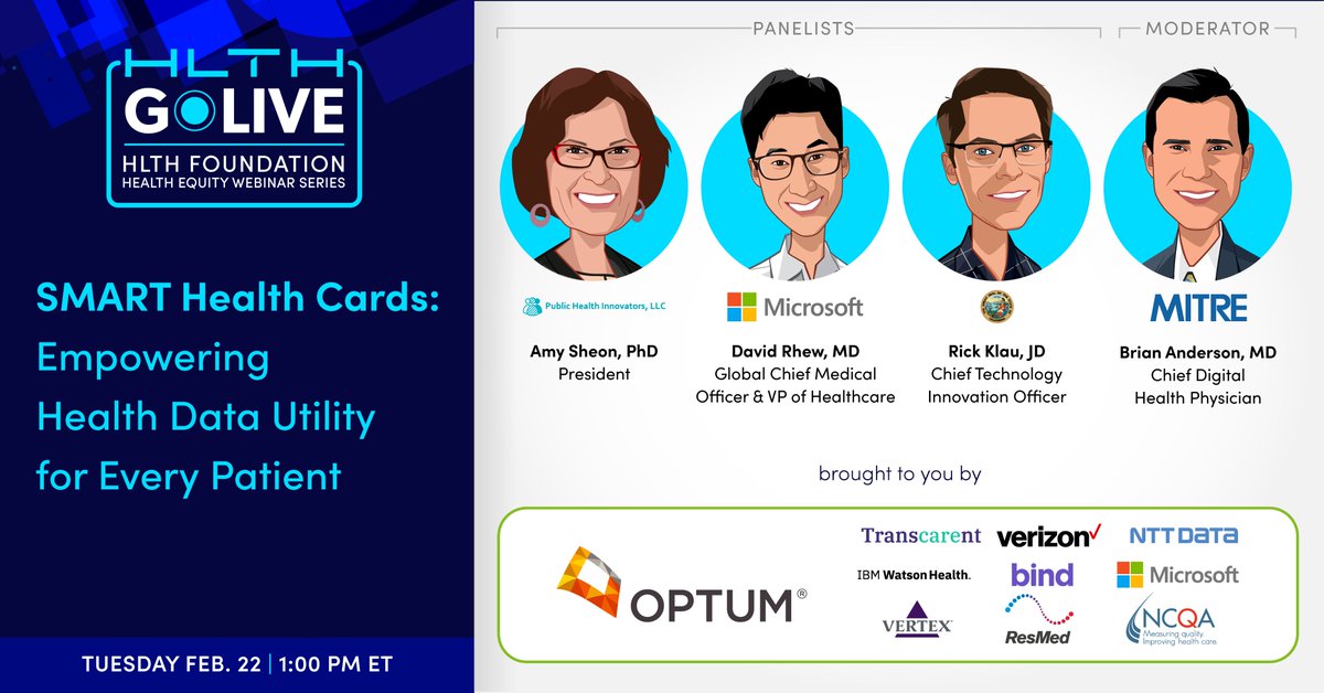 AmySheon's tweet photo. Excited to join @drhew, @bandersmd, and @rklau 2/23 @HLTHEVENT webinar on #SMARTHealthCards (#FHIR) can empower people with better access to #digitalhealth records and reduce #Healthinequities. Register at: https://t.co/GKgDh31ZcM https://t.co/fk5NBrTV9m