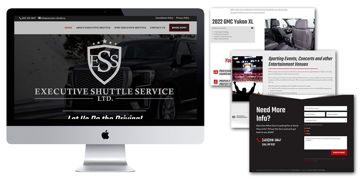 ArktosGraphics's tweet photo. Leon with Executive Shuttle Service Ltd. contacted me in looking to get a new #websitedesign for his new venture. 

I had worked with Leon in the past and was excited to help with this project. ESS offers Central Alberta’s most professional and reliable shuttle and car service. https://t.co/fmdsSEwoT7