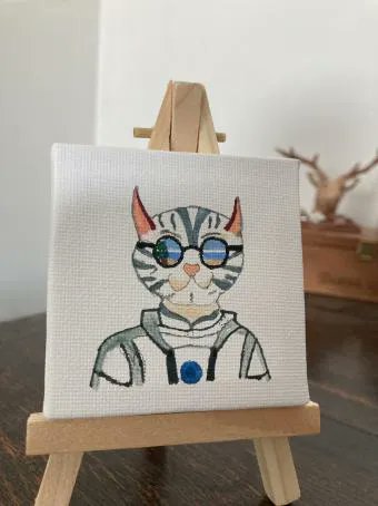 OGCatsNFT's tweet photo. Here's a super cute #OGCats #FanArt by @BlackBagheera_!

It is done on a 5 cm mini canvas! ✍️

#NFT #NFTs #NFTcommunity https://t.co/68887zd5Kv