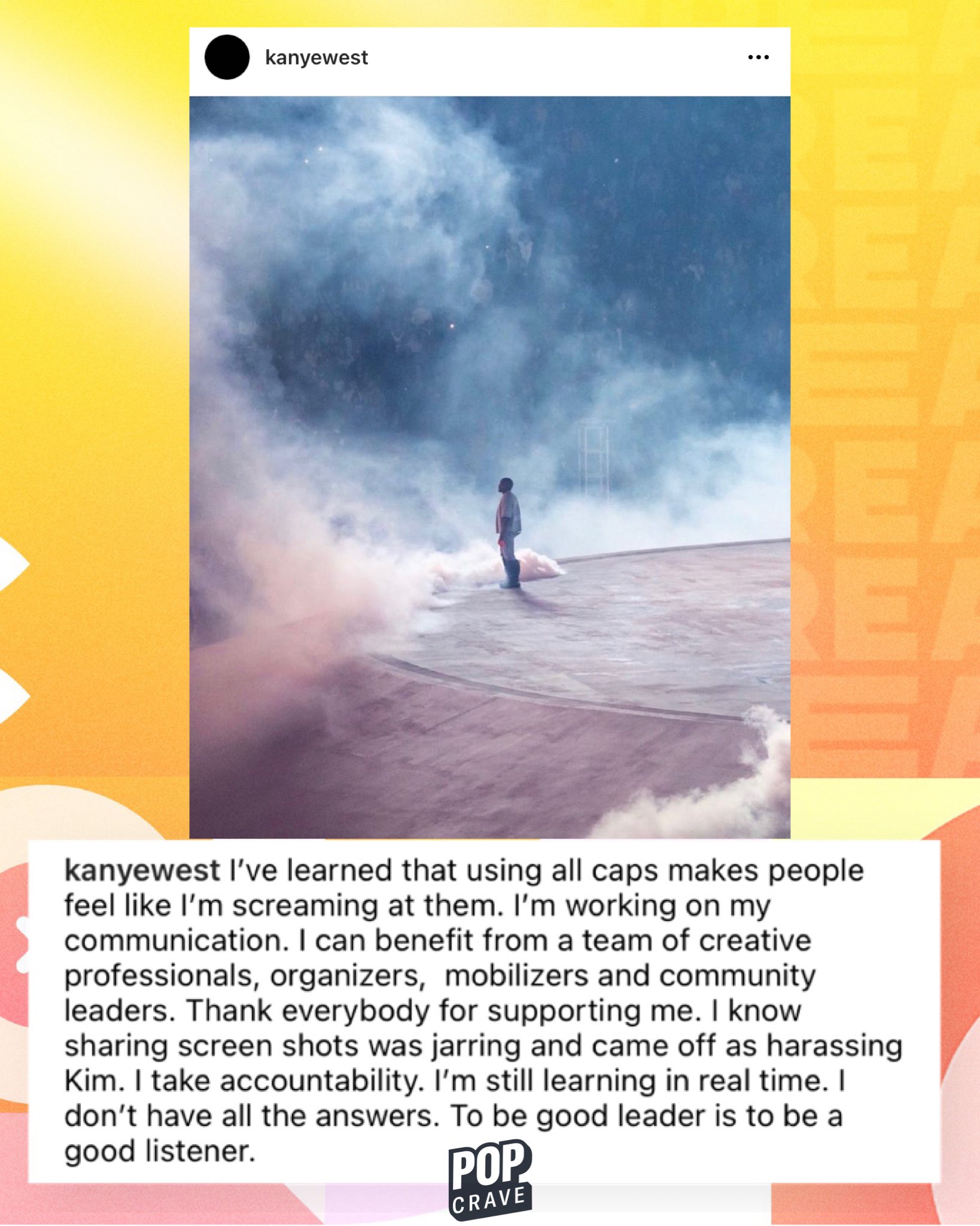Pop Crave on Twitter: "Kanye West says he takes accountability for