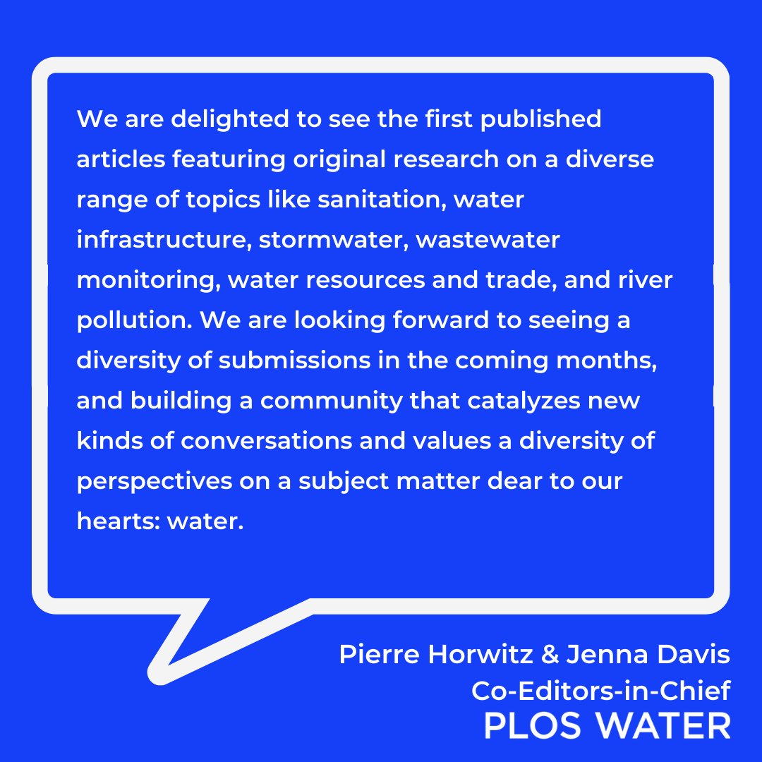 We're excited to announce that <a href="/PLOSWater/">PLOS Water</a> has launched its first cohort of papers!

🔎 Explore the articles, including the inaugural editorial from Editors-in-Chief <a href="/jennadavis_whd/">Jenna Davis</a> and <a href="/PierreHorwitz/">Pierre Horwitz</a>: plos.io/WaterFirstArti…